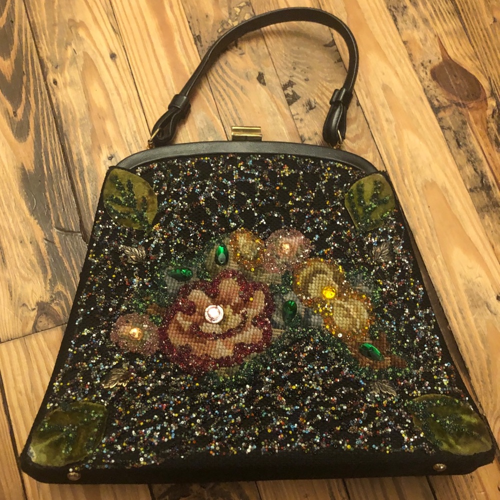Vintage Soure Bag New York black beaded purse
